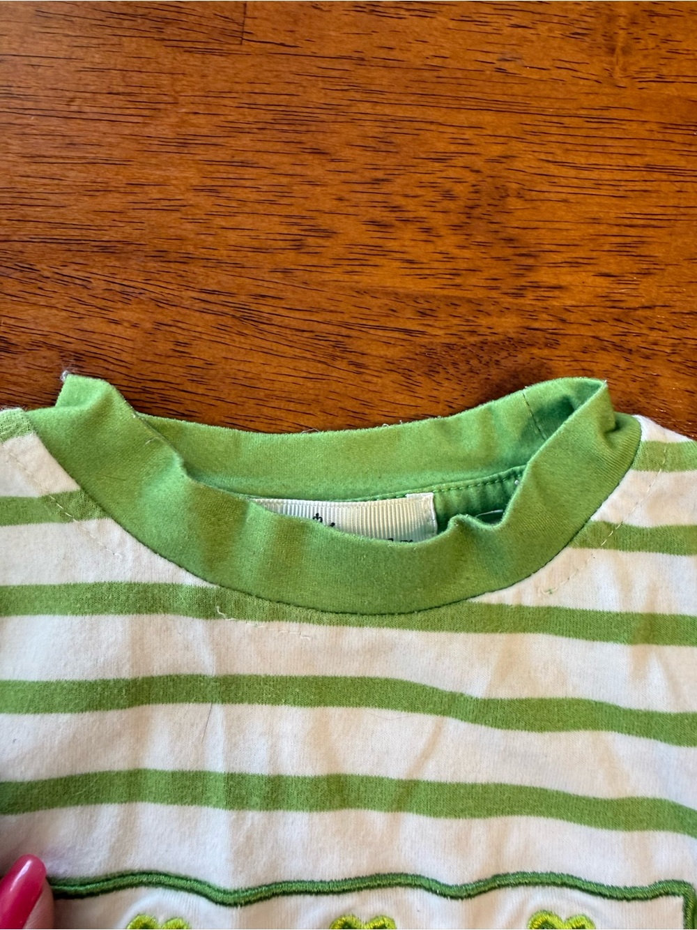 Marie Nicole Green White Striped Baby Romper Carrot Applique size 3-6 months - Picture 2 of 5